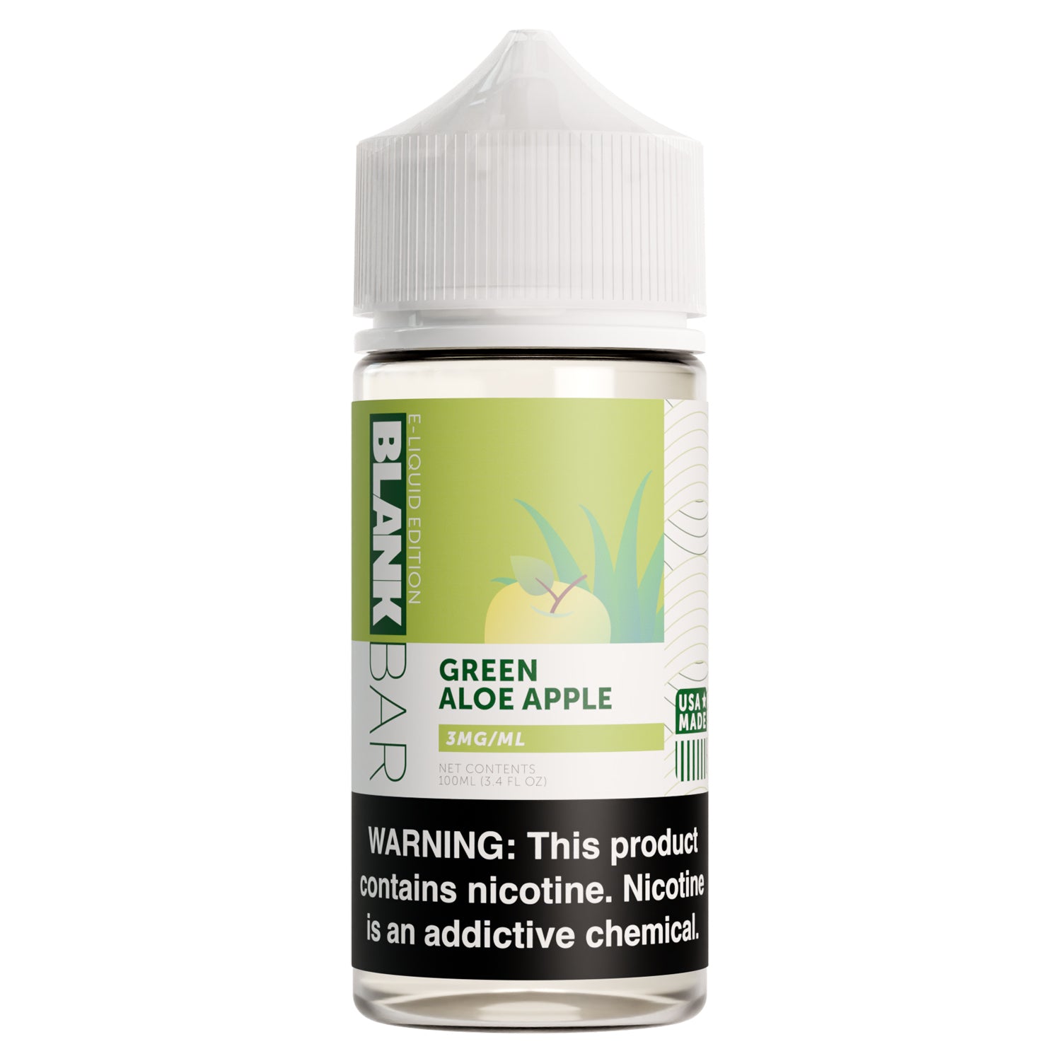 Green Apple Aloe BLANK BAR 100mL Freebase E-Liquid